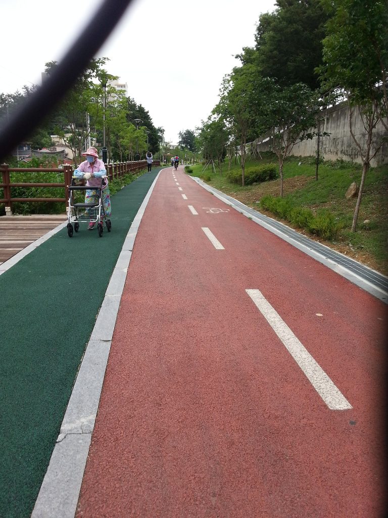 Older people walking together in a park